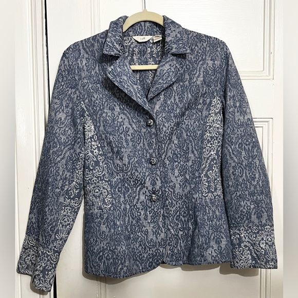 Blue Cotton J.Jill Blazer - Picture 1 of 4